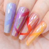 Rainbow Holographic Unicorn Powder Nail Art DIY Swatch