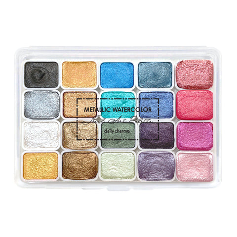 Daily Charme Metallic Watercolor Nail Art Palette / 20 Colors