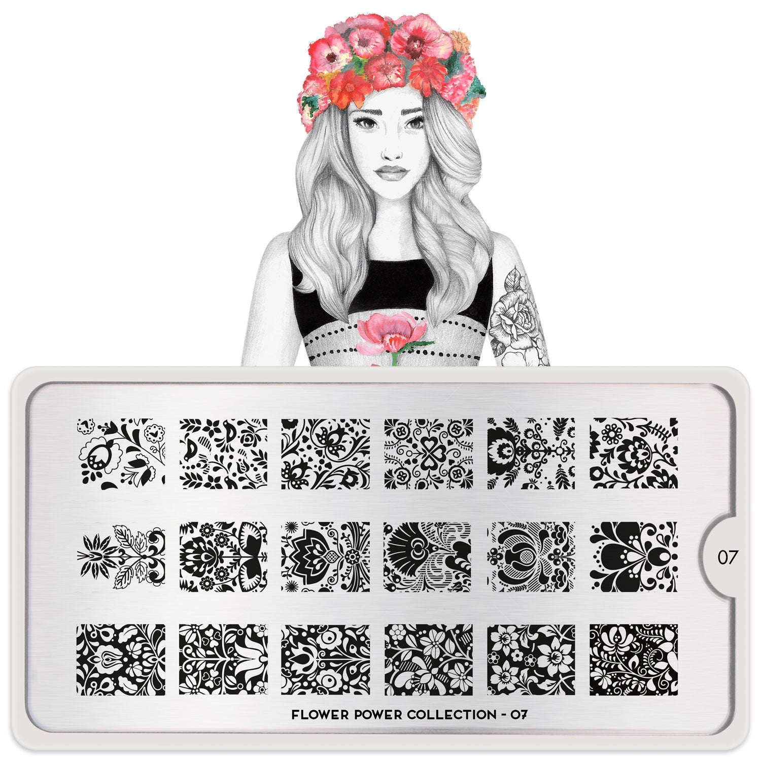 Flower Power 07 - Classic Floral Prints Palettes Small Moyou London Nail Stamping Plate Flower Power 07 - Classic Floral Prints Palettes Small