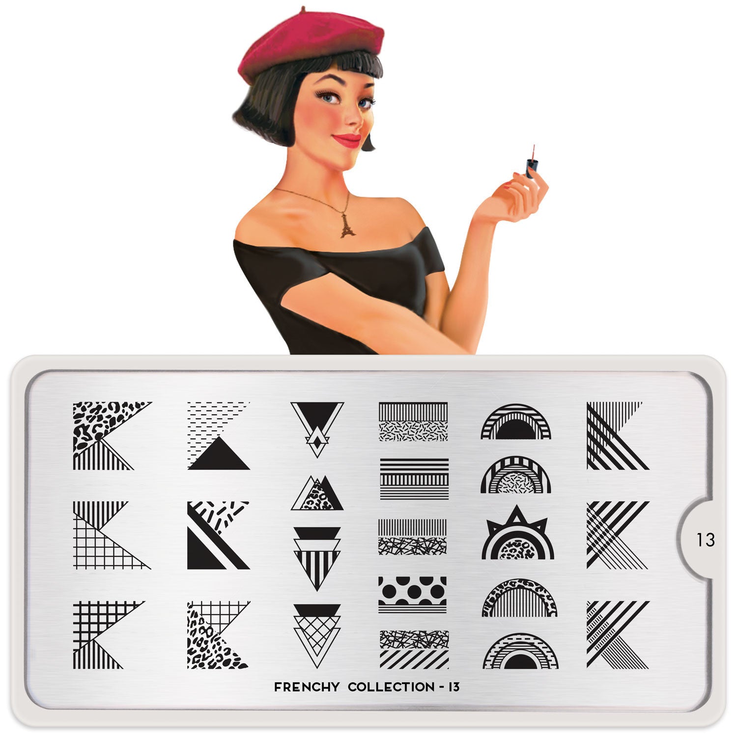 Frenchy 13 - Chic French Design Patterns Daily Charme Moyou London Nail Art Stamping Plate / Frenchy 13
