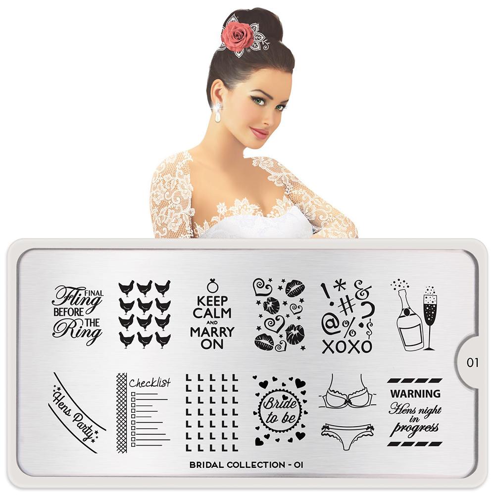 Bridal 01 - Bachelorette Party Daily Charme Nail Stamping - Moyou London Stamping Plate Bridal 01