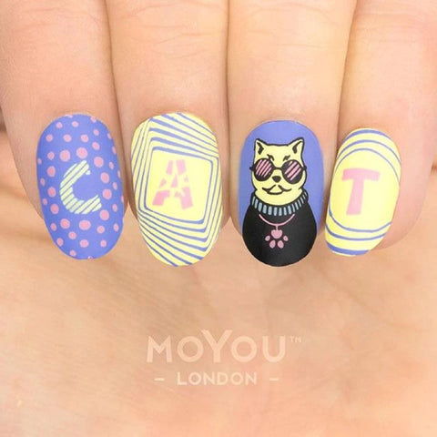 Daily Charme Nail Art Stamping Plate Moyou London Crazy Cat Lady 05 - Cool Cats