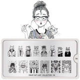 Daily Charme Nail Art Stamping Plate Moyou London Crazy Cat Lady 06 - Purrfessionals