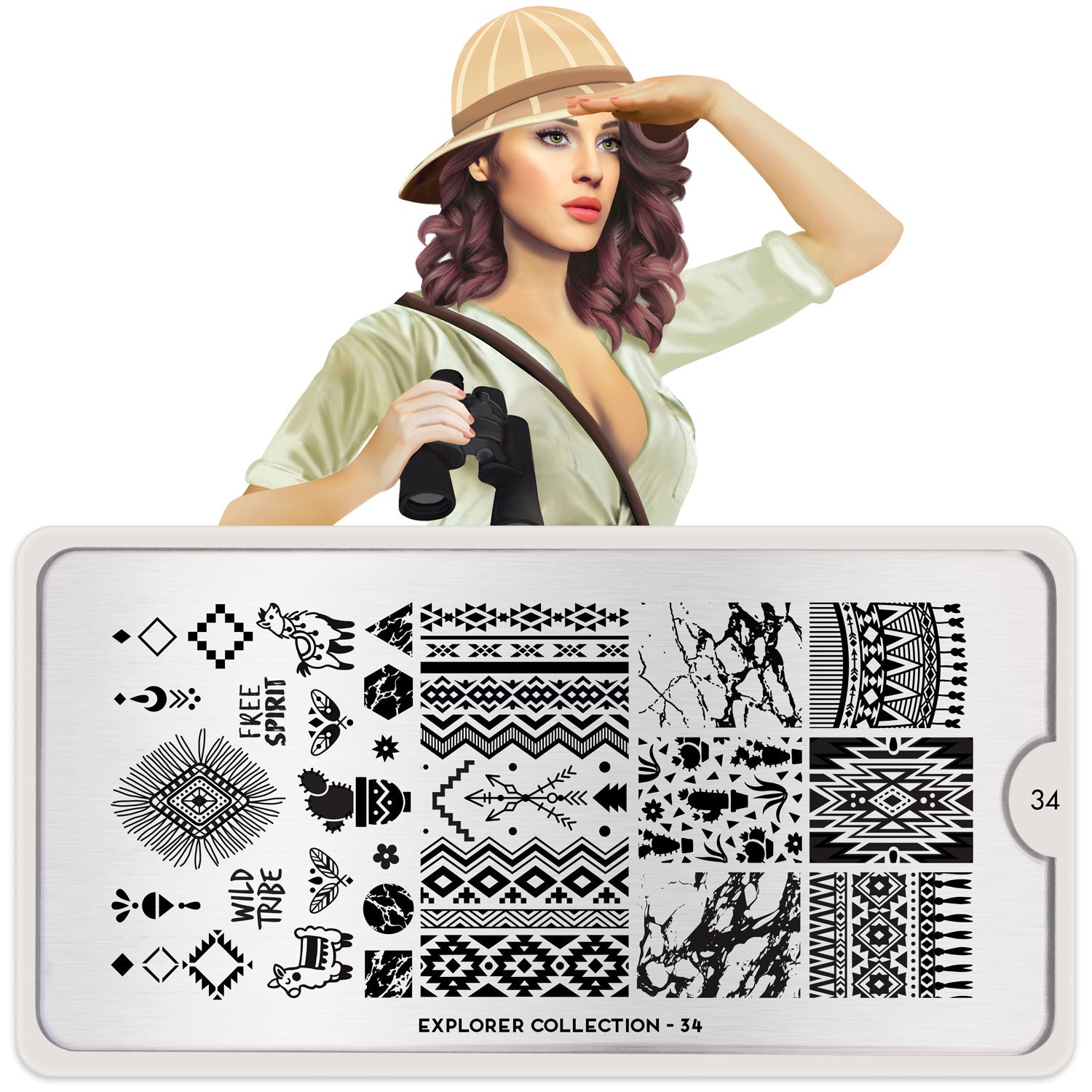 Explorer 34 - Desert Spirit Daily Charme Moyou London Nail Stamping Plate Exporer 34 Plate