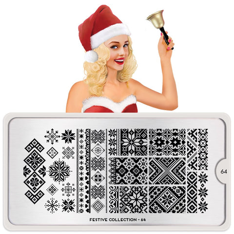 Daily Charme Nail Art Stamping Plate Moyou London Festive 64 - Christmas Knit Patterns