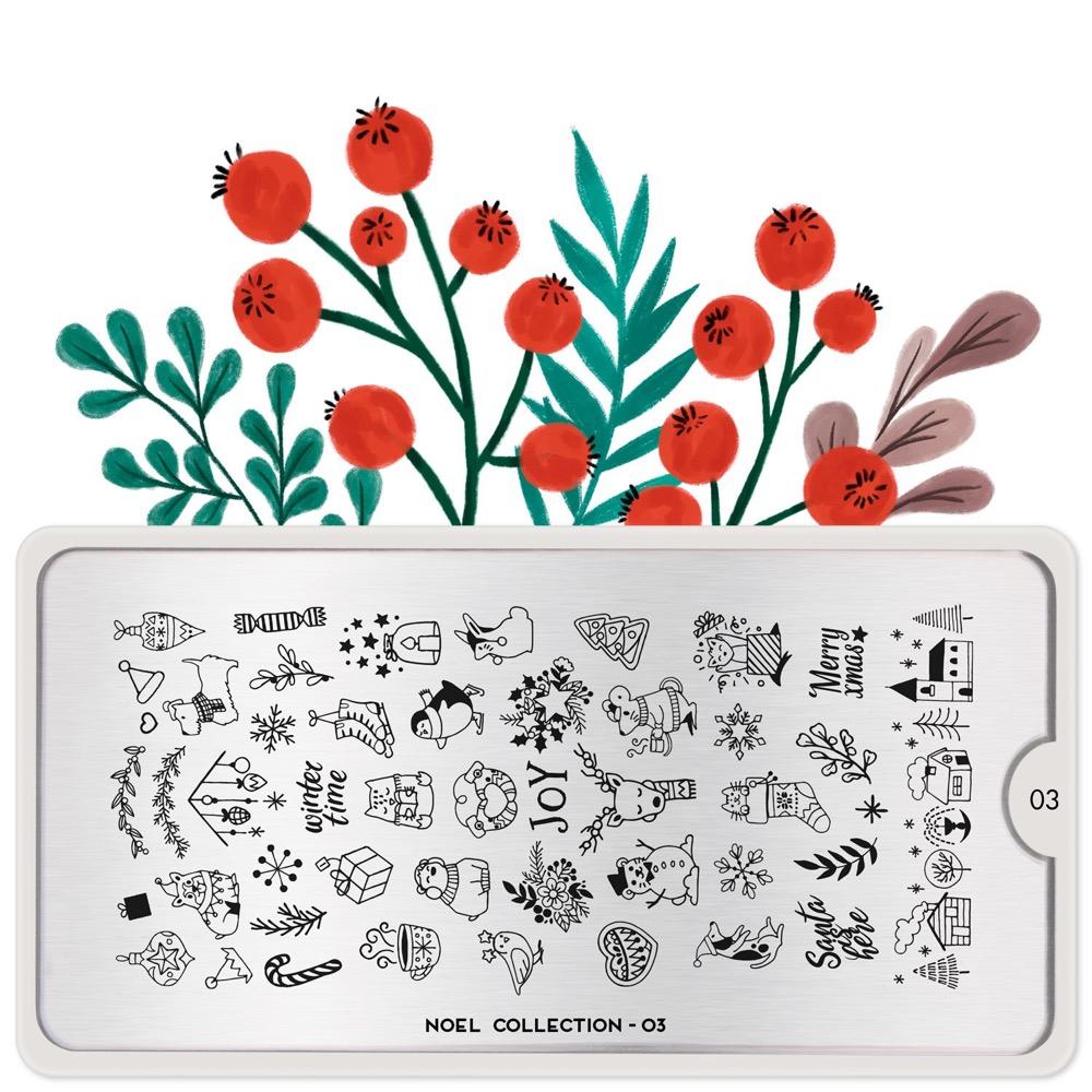 Noel 03 - Festive Creatures MoYou London Stamping Plate Nail Art Noel 03 - Festive Creatures