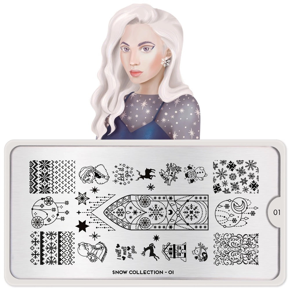 Snow 01 - Winter Princess MoYou London Stamping Plate Nail Art Snow 01