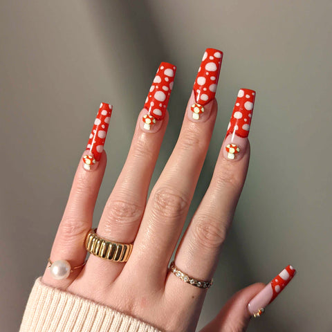 Daily Charme Nail Art | Tiny Red Mushroom Nail Charm