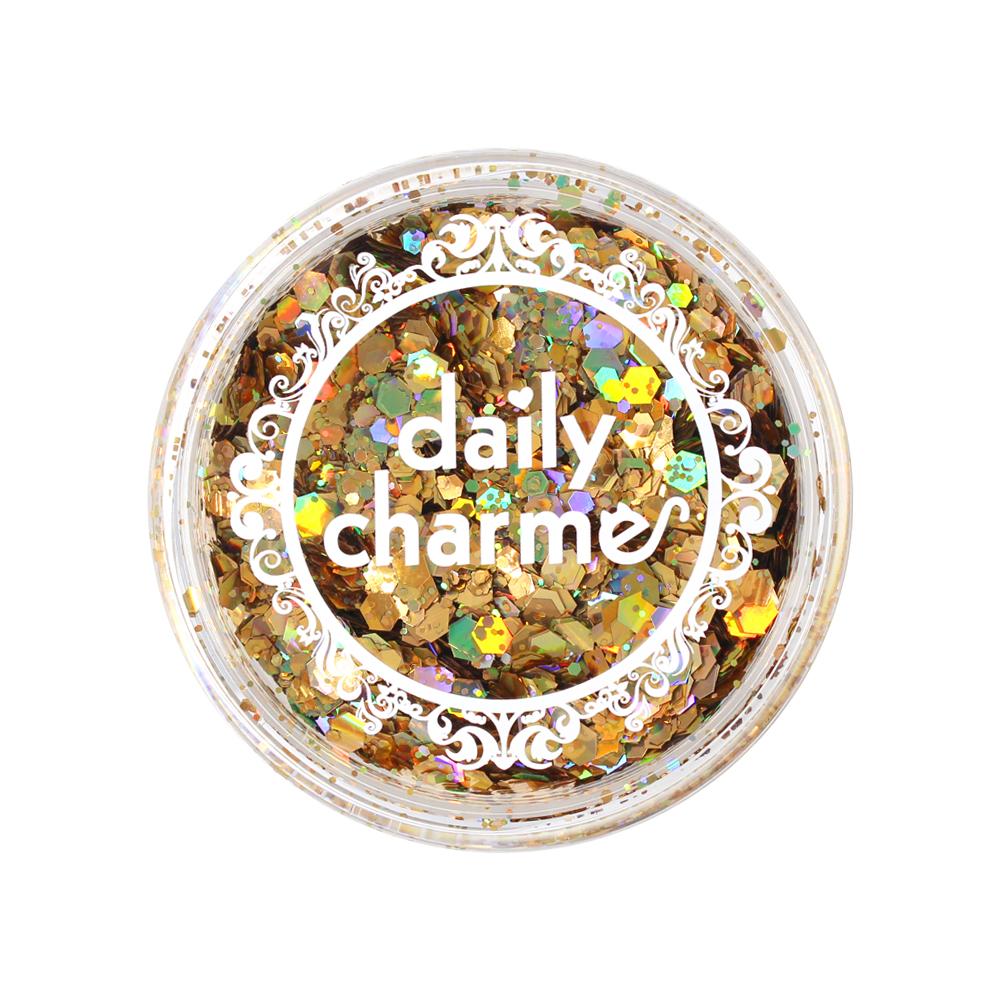 Holographic Mixed Hex Glitter / 10G / Gold Gold Holographic Mixed Hex Glitters for Nail Art 20G