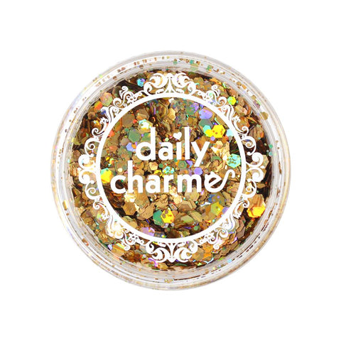 Gold Holographic Mixed Hex Glitters for Nail Art 20G