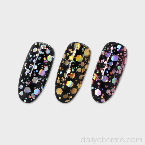 Gold Holographic Mixed Hex Glitters for Nail Art 20G 