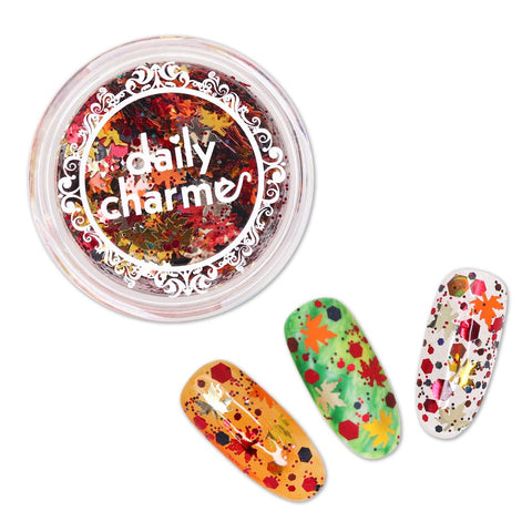 Fall Maple Leaf Hex Glitter Mix Holographic Red Gold Orange