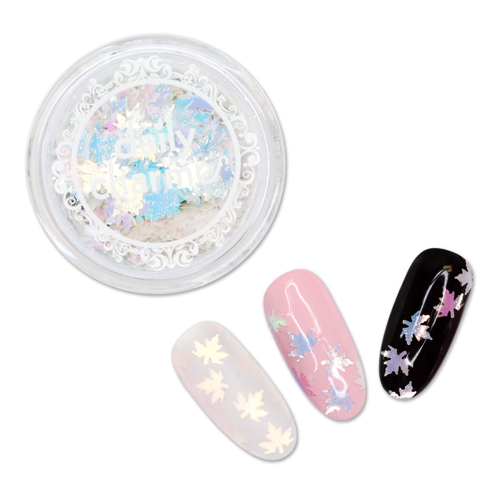 Frosted Maple Leaf 5MM Glitter Frosted Maple Leaf 5MM Glitter Aurora AB White Nail Art