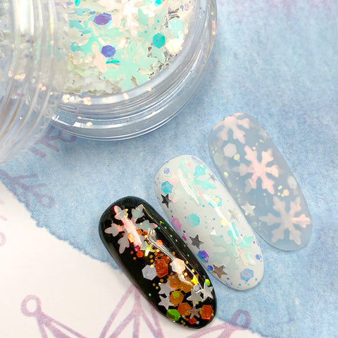 Winter Wonderland Glitter Mix / Let It Snow Holiday Christmas Snowflake Nail Art Iridescent