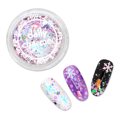 Winter Wonderland Glitter Mix / Frosty Purple Pink Snowman Snowflake Nail Art