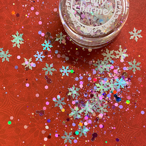 Winter Wonderland Glitter Mix / Frosty Purple Pink Snowman Snowflake Nail Art