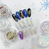 Winter Wonderland Glitter Mix / Silver Bells Shiny Iridescent Hex Dot Tinsel Bar Nail Art Design