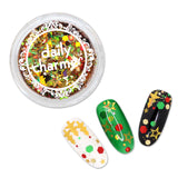 Festive Holiday Glitter Mix / Christmas Tree Star Gold Nail Art Design
