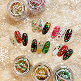 Festive Holiday Glitter Mix / Christmas Tree Star Gold Nail Art Design