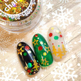 Festive Holiday Glitter Mix / Christmas Tree Star Gold Nail Art Design
