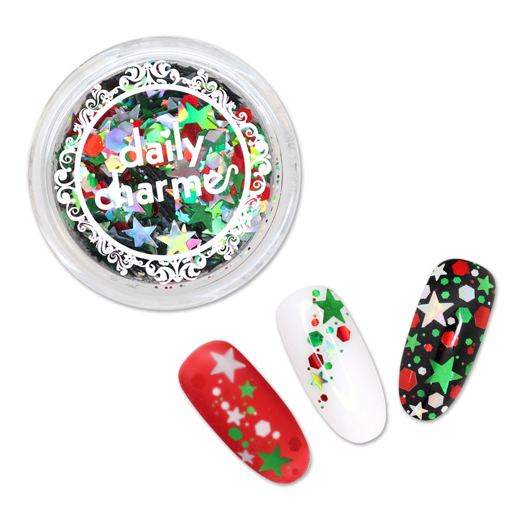 Festive Holiday Glitter Mix / Jingle Bell Rock Festive Holiday Glitter Mix / Jingle Bell Rock Holographic Star Nail Design