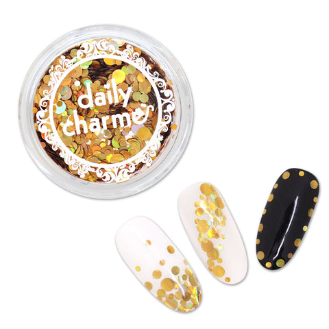 Holographic Glitter Dot Mix / Gold Nail Art Confetti