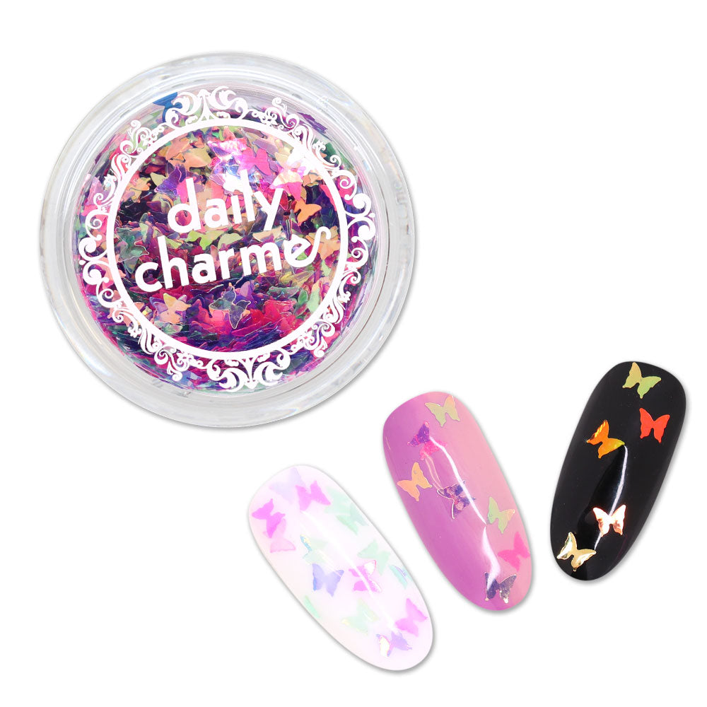 Iridescent Rainbow Butterfly Glitter Mix / Floral Blossoms Iridescent Rainbow Butterfly Glitter Mix / Floral Blossoms Pink Blue Spring Nail