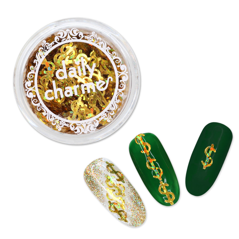 Dollar Sign Glitter / Gold Holographic Dollar Sign Glitter / Gold Holographic Nail Art St Patricks Fortune