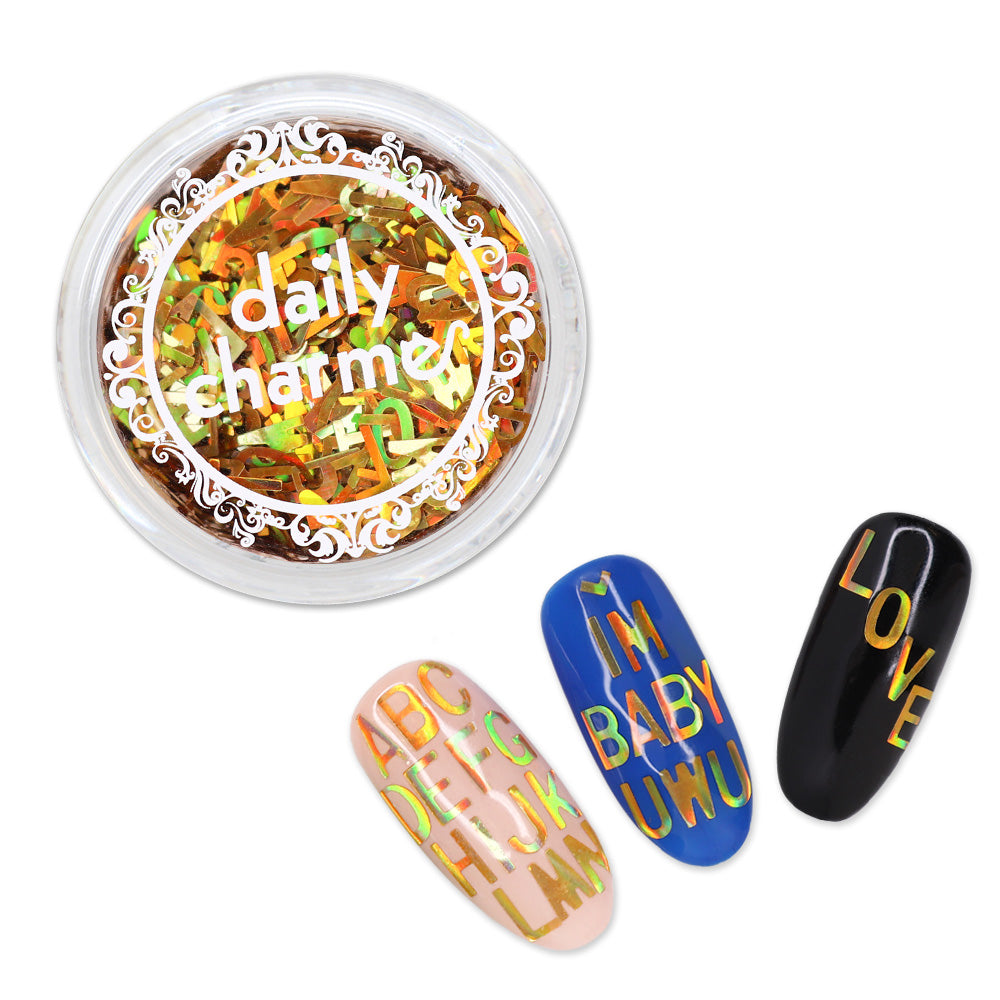 Alphabet Letters Glitter Mix / Holographic Gold Alphabet Letters Glitter Mix / Holographic Gold Nail Art
