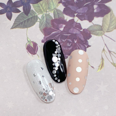 Platinum Metallic Glitter Dot Mix Silver Nail Art