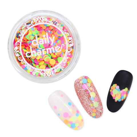 Colorful Rainbow Glitter Dot Mix Nail Art Round
