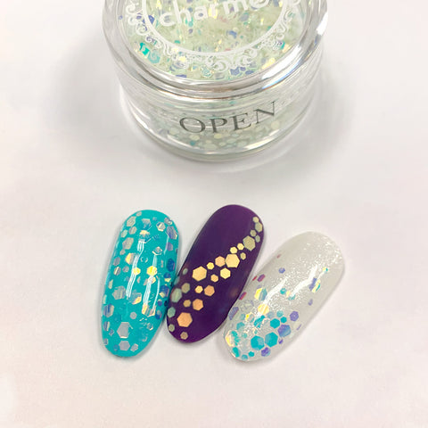 Glow in the Dark Iridescent Hex Glitter Mix Nail Art