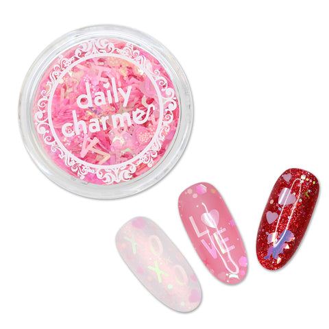 Lovely Heart Glitter Mix / Alphabets Letter Cupid Valentine Nail Art