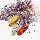 Spooky Halloween Glitter Mix / Confetti Hex Bar Black Holo Purple Orange Nail Art