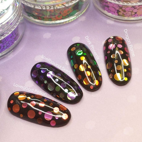 Chameleon Color Shifting Glitter Dot Mix / Lovegood Potion Pink Coral Nails