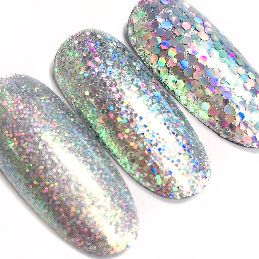 Iridescent Holo Glitter / Silver Magic Iridescent Holo Glitter / Silver Magic Nail Art Glitter