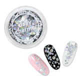 Nail Art Decor Silver Striped Holographic Glitter Dot Mix