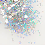 Nail Art Decor Silver Striped Holographic Glitter Dot Mix