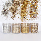 Gatsby Metallic Glitter Mix Set / 4 Jars Daily Charme Nail Art Decorations