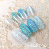 Ice Queen Iridescent Glitter Mix Set / 4 Jars Transparent Blue Icy Green Art Glitters