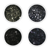 Maleficent Metallic Glitter Mix Set / Fine Dark Glitter Halloween Nails Black Gunmetal
