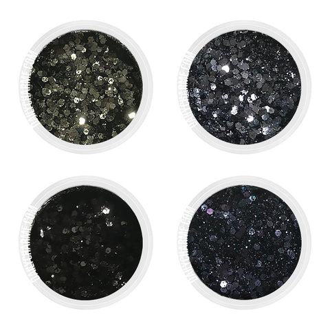 Maleficent Metallic Glitter Mix Set / Fine Dark Glitter Halloween Nails Black Gunmetal