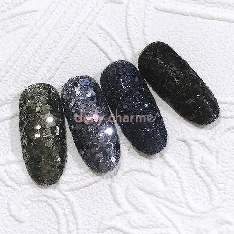 Maleficent Metallic Glitter Mix Set / Fine Dark Glitter Halloween Nails Black Gunmetal