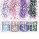 Mermaid Nail Art Iridescent Glitter Mix Set / 4 Jars
