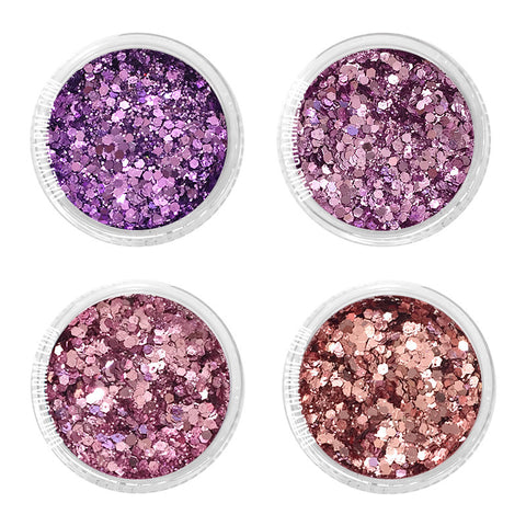 Nail Art Rapunzel Metallic Glitter Mix Set Purple Pink Rose Gold