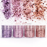 Nail Art Rapunzel Metallic Glitter Mix Set Purple Pink Rose Gold