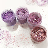 Nail Art Rapunzel Metallic Glitter Mix Set Purple Pink Rose Gold