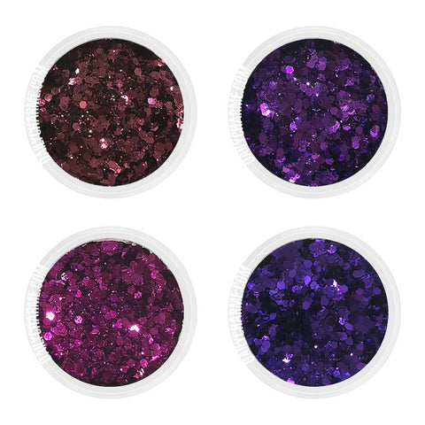 Ursula Metallic Glitter Mix Set / Fine Dark Glitter Halloween Nails Fuchsia Purple Violet