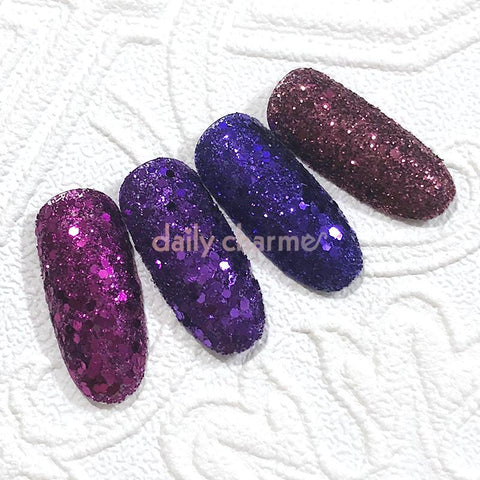 Ursula Metallic Glitter Mix Set / Fine Dark Glitter Halloween Nails Fuchsia Purple Violet