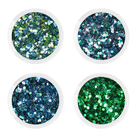 Wicked Metallic Glitter Mix Set / Fine Green Turquoise Blue Nail Art